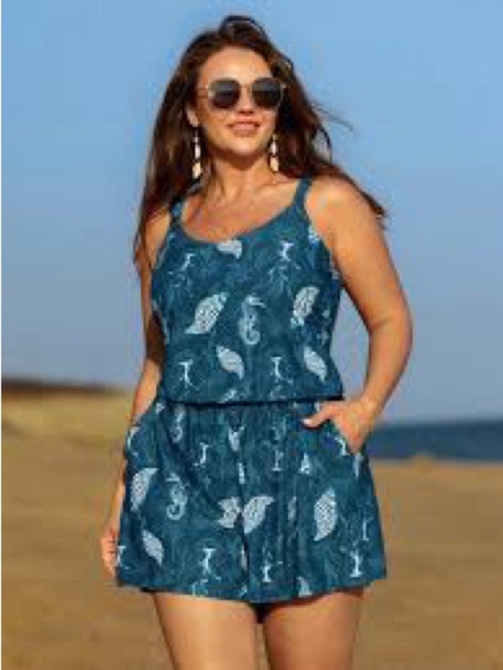 BloomChic Teal Navy Sea Life One-Piece Swim Dress